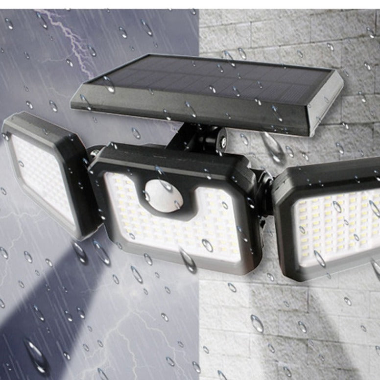 Lampă Solară Led cu Senzor Mișcare și 3 Proiectoare Reglabile 360°