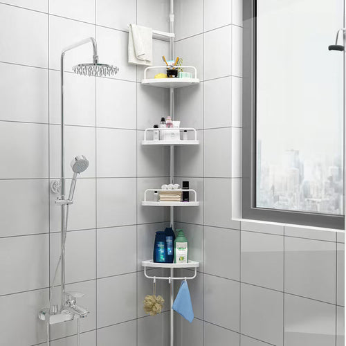 Etajera Telescopică pe Colț pentru Baie cu 4 rafturi reglabile