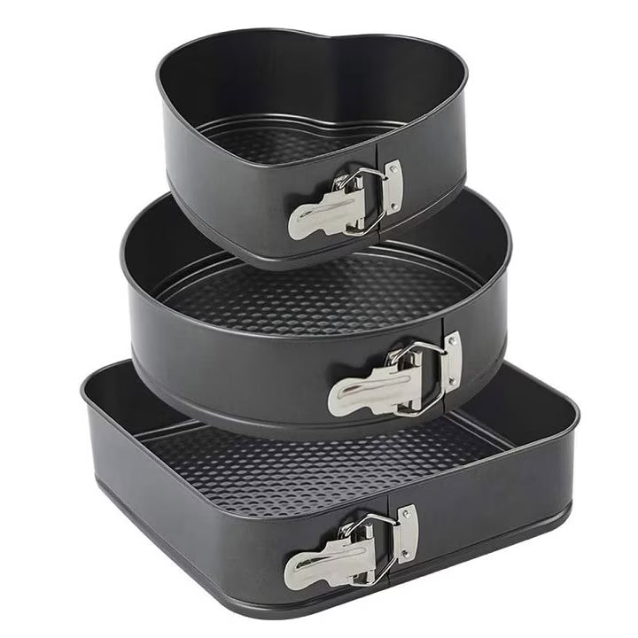 Set 3 Tăvi pentru Copt Prălituri, forme inimă, rotund, pătrat