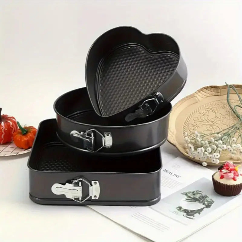 Set 3 Tăvi pentru Copt Prălituri, forme inimă, rotund, pătrat